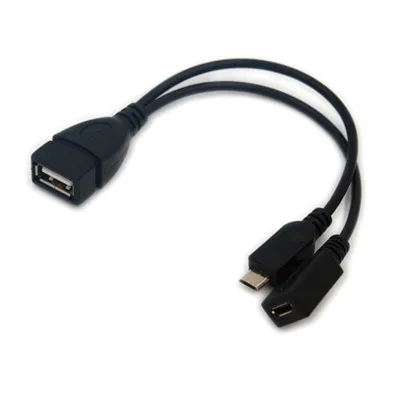 

30 шт./лот 2 в 1 OTG микро USB хост Power Y сплиттер USB адаптер к микро 5-контактному кабелю «папа» мама