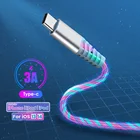 Светящийся USB-кабель для IPhone 12 Pro Max 11 XS XR X 8 7 6S, светящийся Micro USB Type-C 3A, кабель для быстрой зарядки для Samsung, Huawei