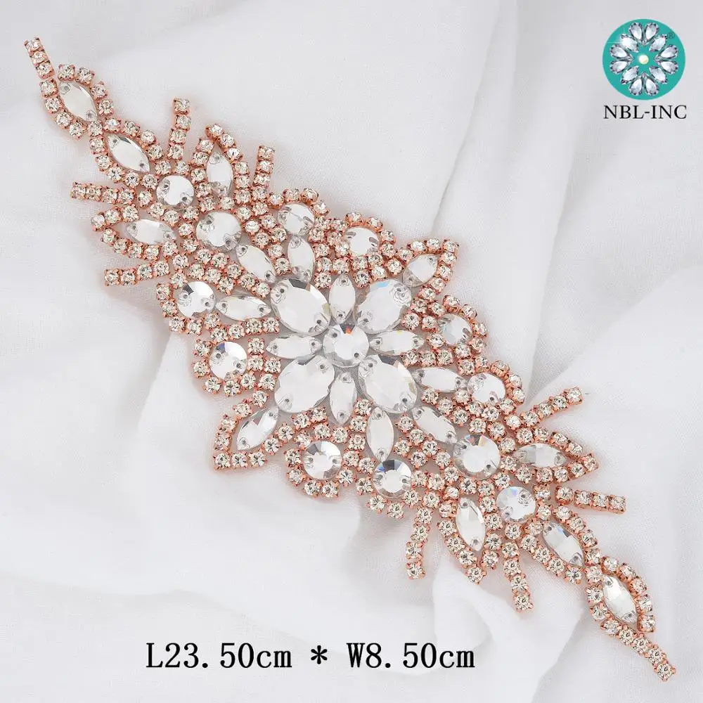 (1PC) Rhinestones bridal belt wedding applique silver with crystals dress accessories sash WDD0472