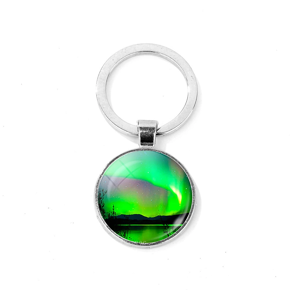 Брелок для ключей с изображением зелёного Северного света | Украшения и