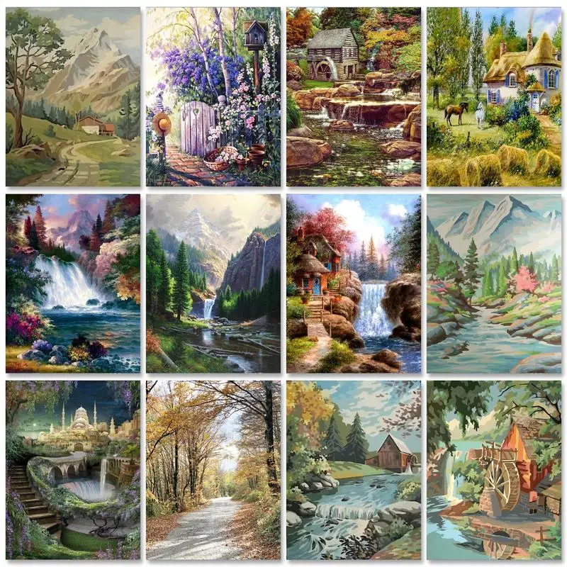 

Landscape Paint By Numbers Kit DIY Home Decor peinture par numéros Oil Painting By Numbers On Canvas Room Wall Art