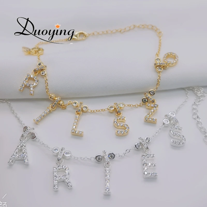 Duoying Custom 9 мм циркониевые буквы имя персонализированные T-образные пряжки