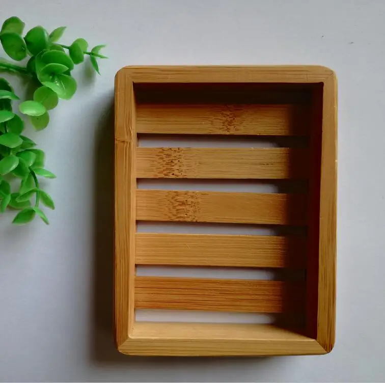 Бамбуковая подставка для мыла хранения натурального контейнер ванной душевой
