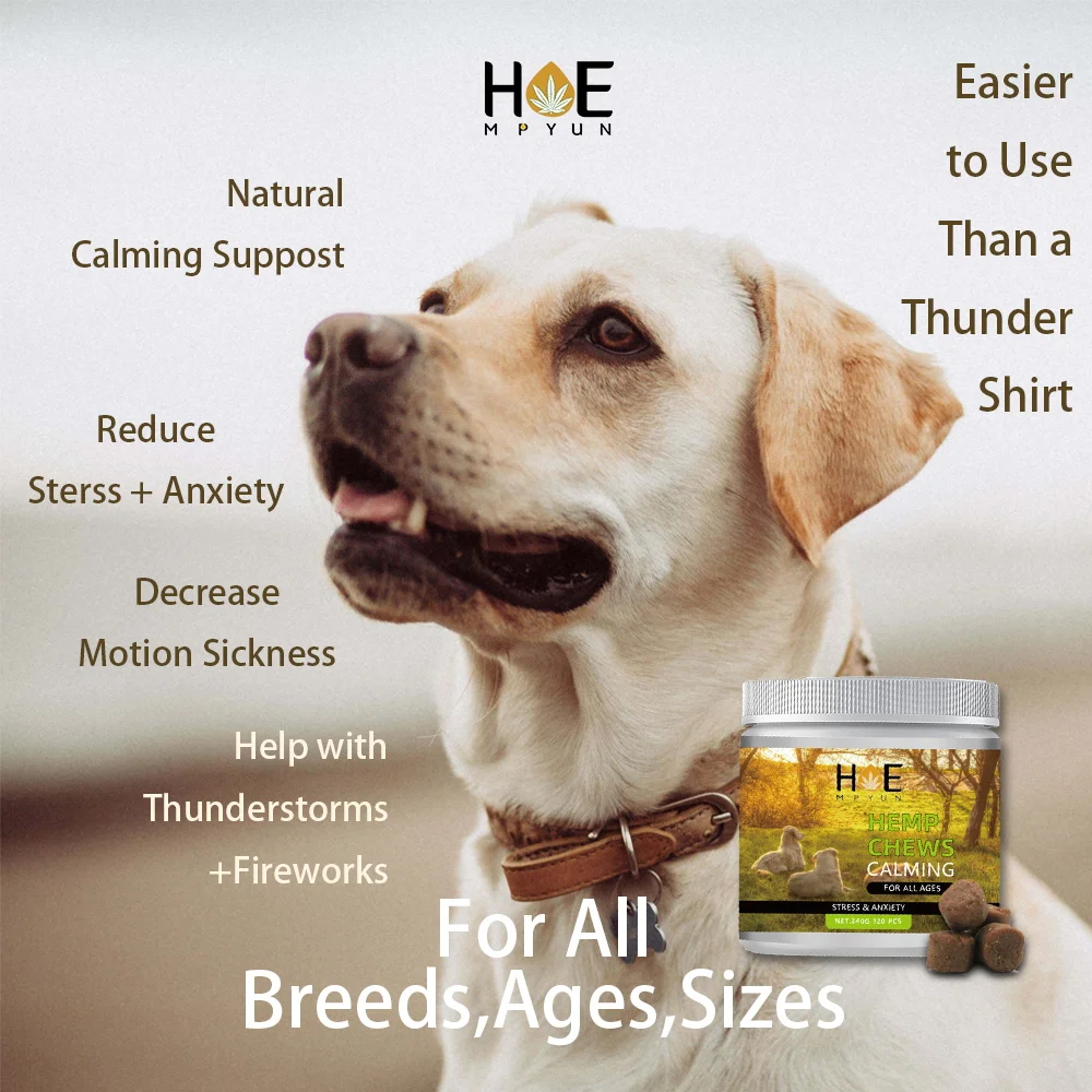 

Hempyun-Top Sales Hemp Extract Chews Calming Treats for Dogs Helps with Anxiety and Stress