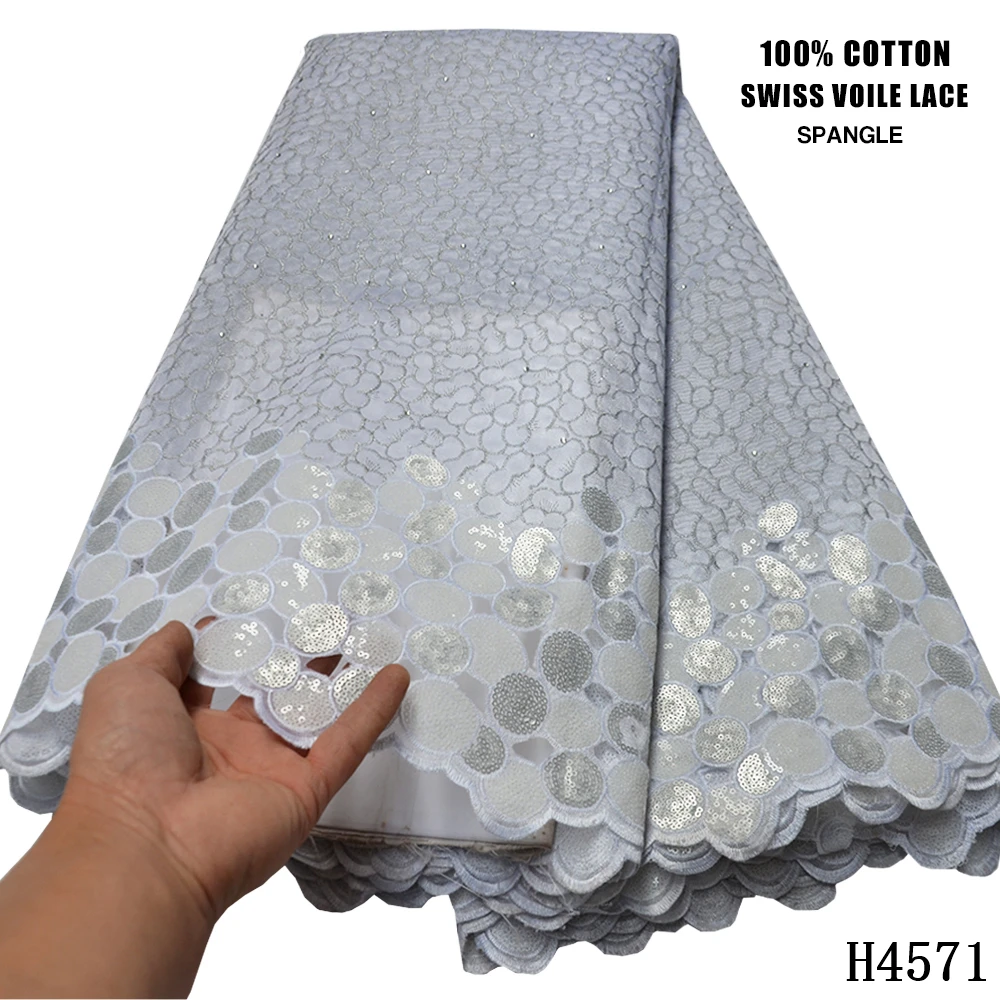 

New Style Sequin African Lace Fabric 5 Yards 2021 High Quality Embroidery Swiss Organza Lace Fabric For Wedding Party HJ4571