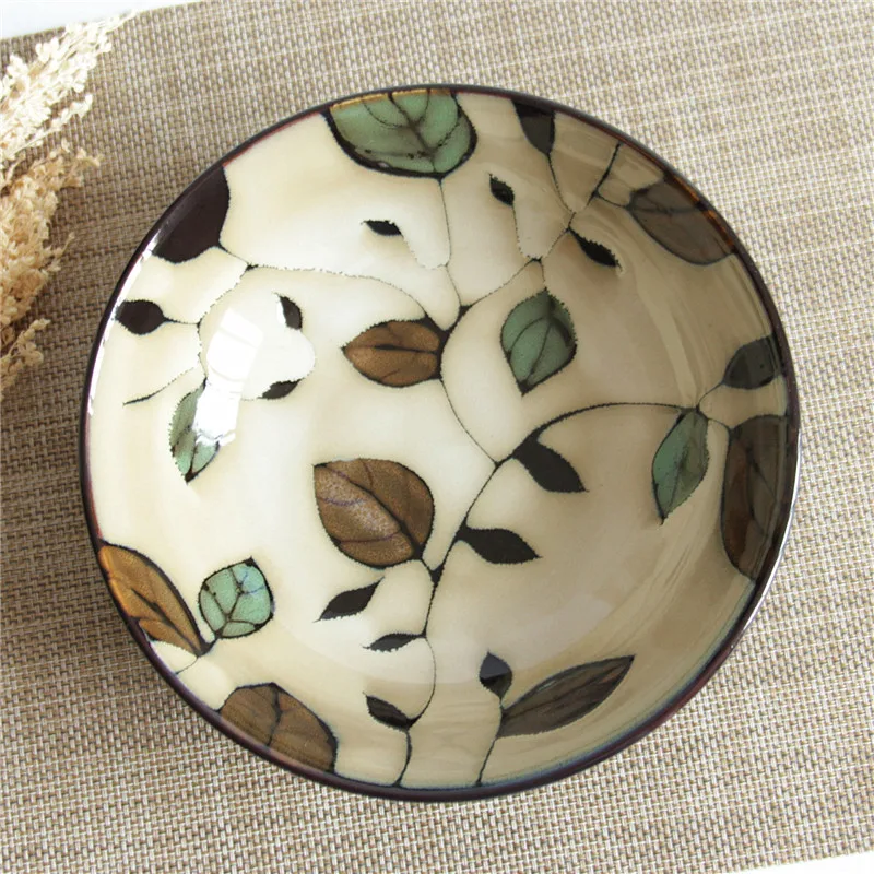 

FANCITY Japanese-style kiln glazed vine flower soup bowl, ramen bowl, rice bowl, vegetable bowl