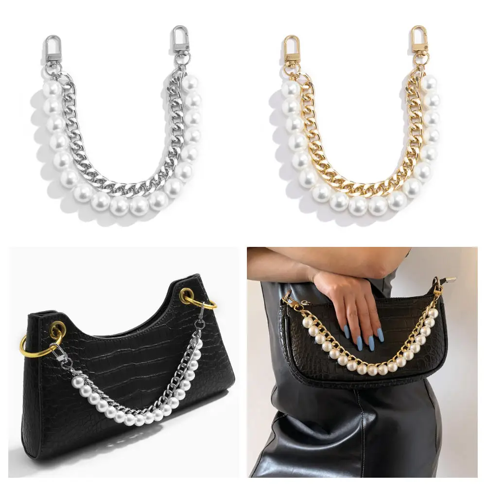 

24cm Pearl Bag Strap Cute Bead Metal Bag Chain For DIY Replacement Shoulder Corssbody Bag Hangbags Handles Bag Parts Accessories
