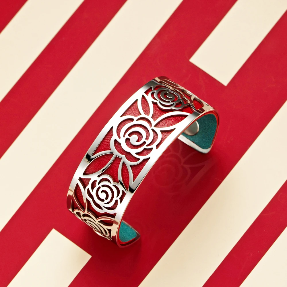 Legenstar Rose pattern Interchangeable Cuff Bracelet Manchette Femme 2020 Stainless Steel Bangles Bracelets For Women Jewelry | Украшения и