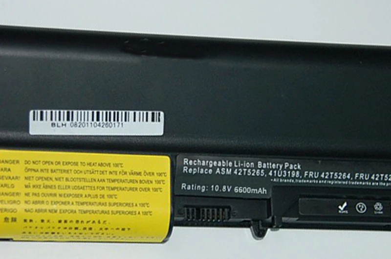 JIGU Высококачественный аккумулятор для ноутбука для IBM/lenovo ThinkPad T61 T61p R61 R61i T61u R400 T400 черный