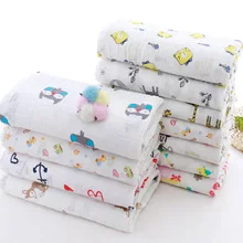 

Cotton Water Wash 6-layer Foam Gauze Saliva Handkerchief Newborn Cartoon Print Baby Wash Face Small Towel Multi Color Optional