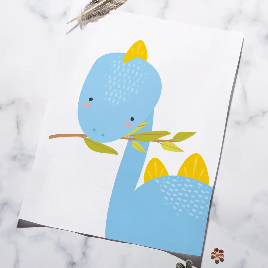 

Cute Baby Nursery Cartoon Dinosaur WallArt Canvas Painting Nordic Posters And Prints For Baby Living Room Wall Pictures Unframed