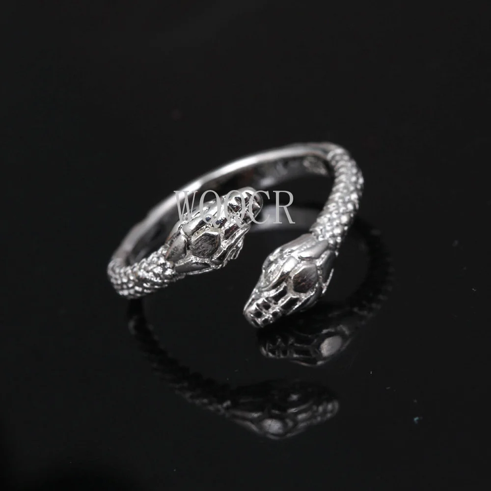 

925 Sterling Silver Rings Creative Terndy Two-headed Snake Animal Charm Women Girl Birthday Party Jewelry Gift