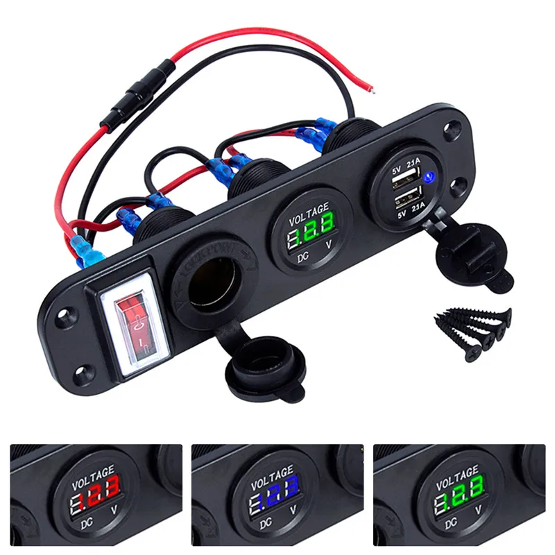 

Новинка, прочная цифровая розетка 4 в 1 с напряжением 12 В, стандартная розетка для прикуривателя с переключателем #292504