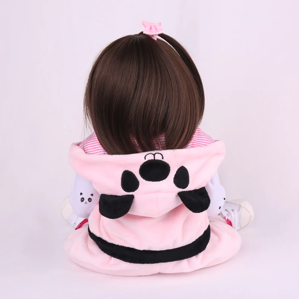 18 дюймов Полностью виниловый силиконовый Reborn Baby Dolls девочка в Панде мультфильм
