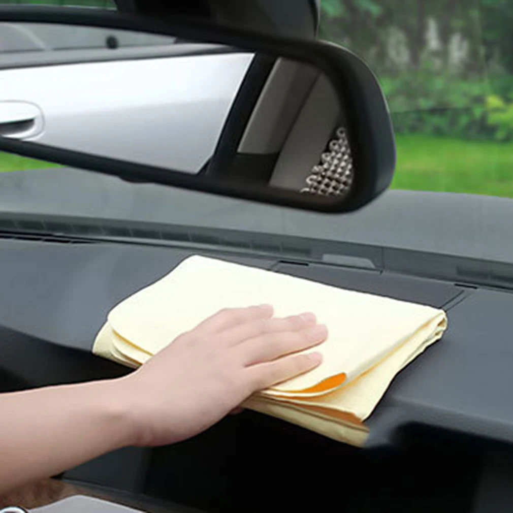 Automobiles 66cmx43cm Natural Soft Chamois Leather Car Auto Cleaning Cloth Washing Suede Absorbent Towel New Car Styling images - 6