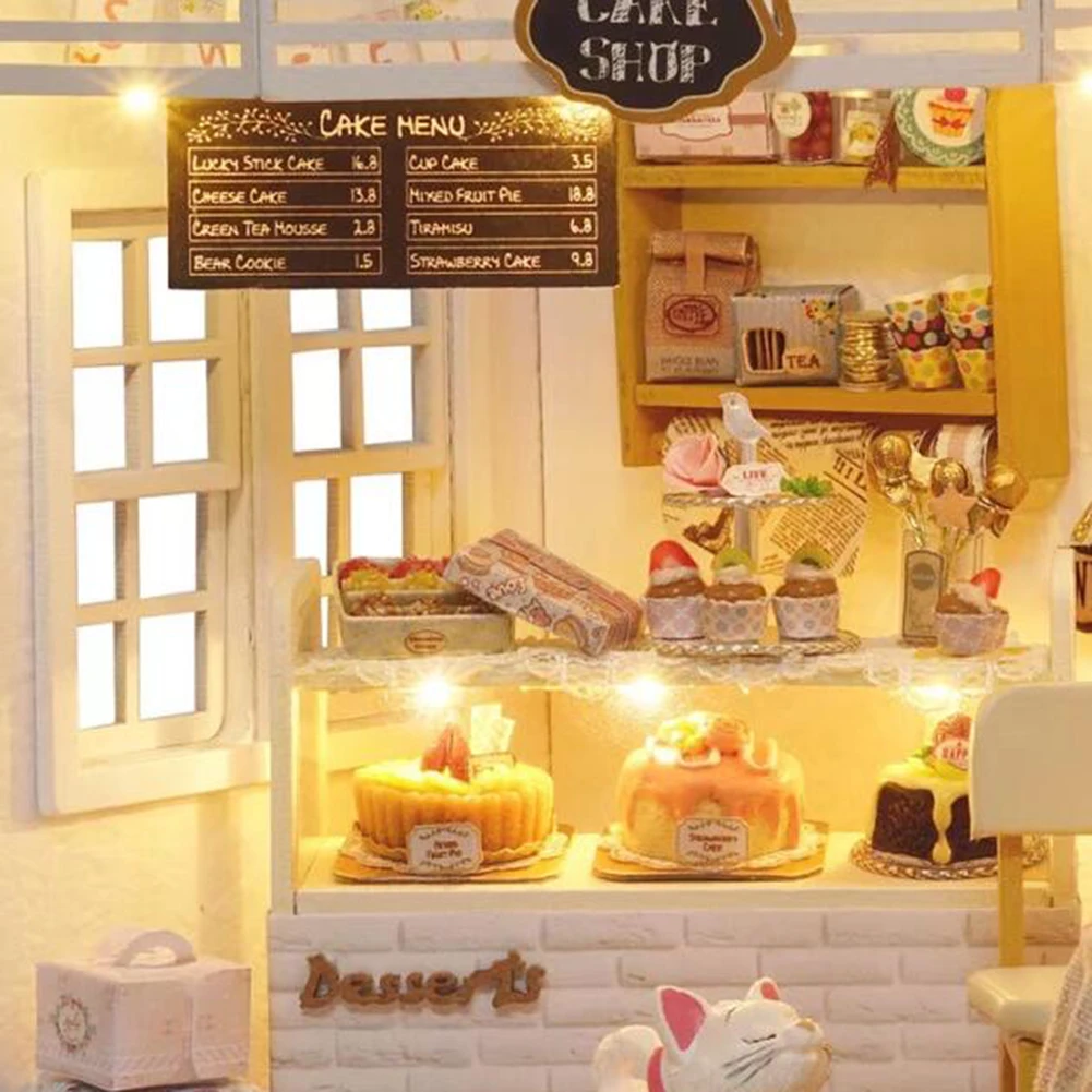 Деревянный миниатюрный светодиодный кукольный 3d дом мебель сделай сам в сборе