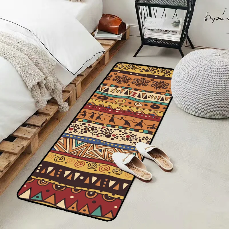 Абстрактный геометрический кухонный коврик в национальном стиле красный