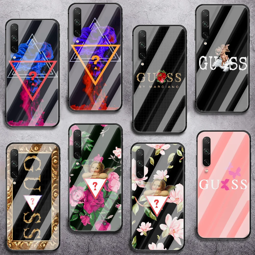 

Luxury Brand Guess Phone Tempered Glass Case Cover For huawei honor 7 8 9 10 20 A X S lite i pro Back Cell Prime