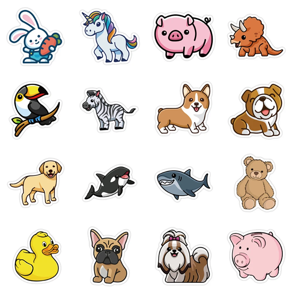 Pegatinas de dibujos animados de animales para ni&ntilde;os, calcoman&iacute;as bonitas de grafiti para port&aacute;til, Snowboard, equipaje, nevera, guitarra, juguete cl&aacute;sico, 10/30/50 Uds.-5