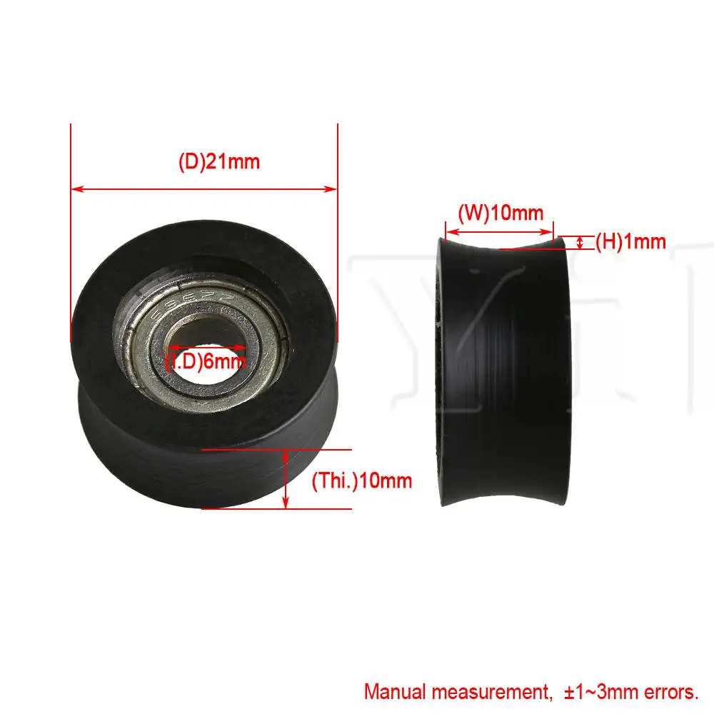 

4x U-Type Groove Bearing 696ZZ Guide Pulley Load-bearing 69KG 21x6x10mm