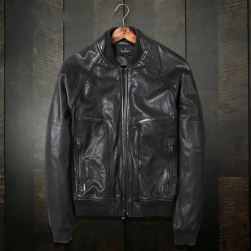 

real coat, Men's real spring wool coat, baseball uniform, leather jacket