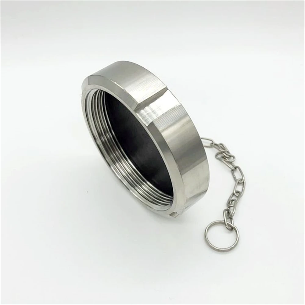 

304 Sanitary Stainless Steel SMS Loose Joint Blind Cover Blind Plate Round Screw Union Cap DIN Cover fit Pipe OD 19mm-89mm