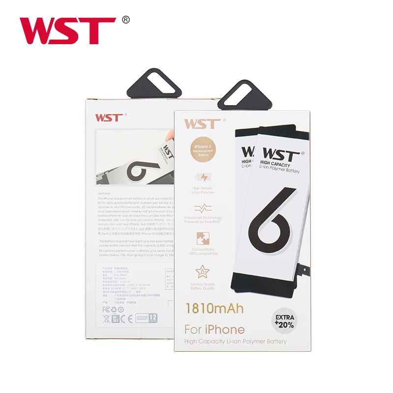 WST оригинальный 0 цикл батарея для iPhone 6 реальная емкость 1810mAh батареи с бесплатным