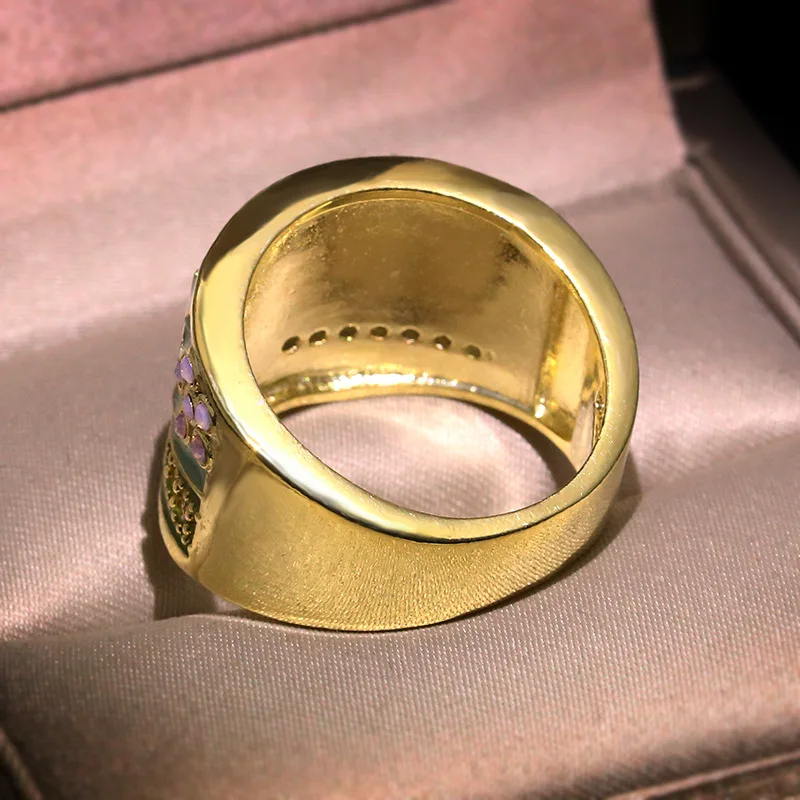 

Cute Green Tree Gold Epoxy Rings for Women Wedding Engagement Fashion Jewelry 2020 New