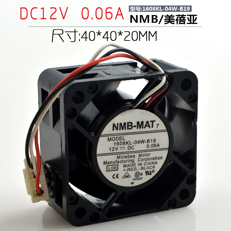 Фото Оригинальный NMB-MAT 1608KL-04W-B19 4 см 4020 DC12V 0.06A переключения сервера Вентилятор