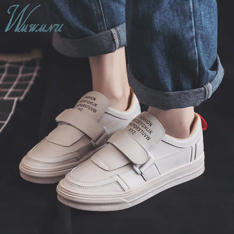 Уличная обувь с надписью крутые белые кроссовки на липучке Весенняя модная спортивная женская повседневная