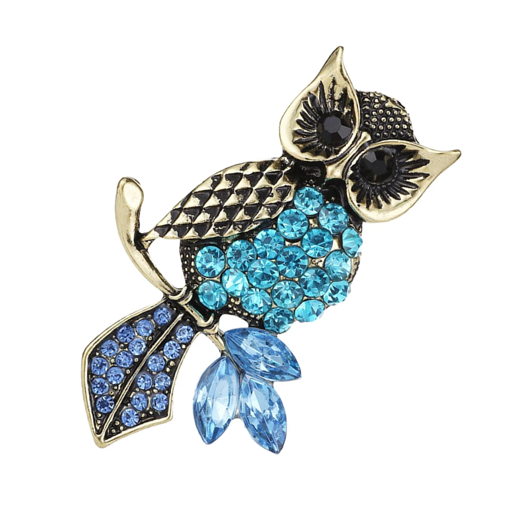 Синие стразы Рогатая Сова птица брошь праздничная свадебная Ювелирная - купить