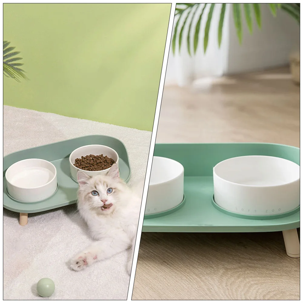 

1PC Cervical Spine Protective Cat Bowl High Feet Pet Ceramic Bowl (Mint Green)