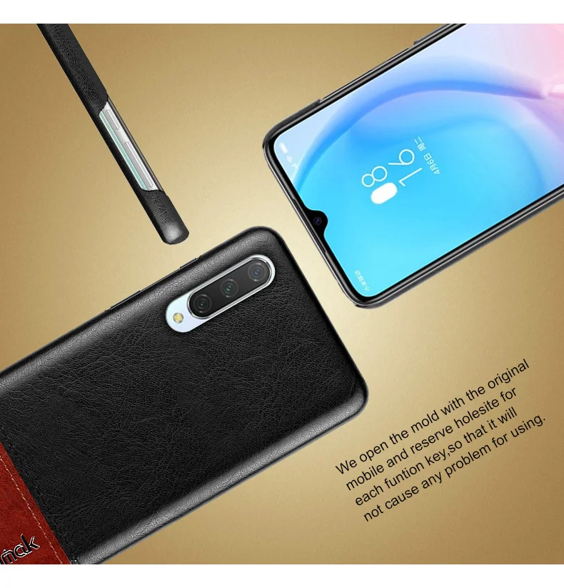 Imak роскошные чехлы Ruiyi для Xiaomi mi 9 Lite A3 mi A3 CC9e CC9 чехол тонкая задняя крышка чехол для телефона жесткий ПУ ПК coque деловые обложки