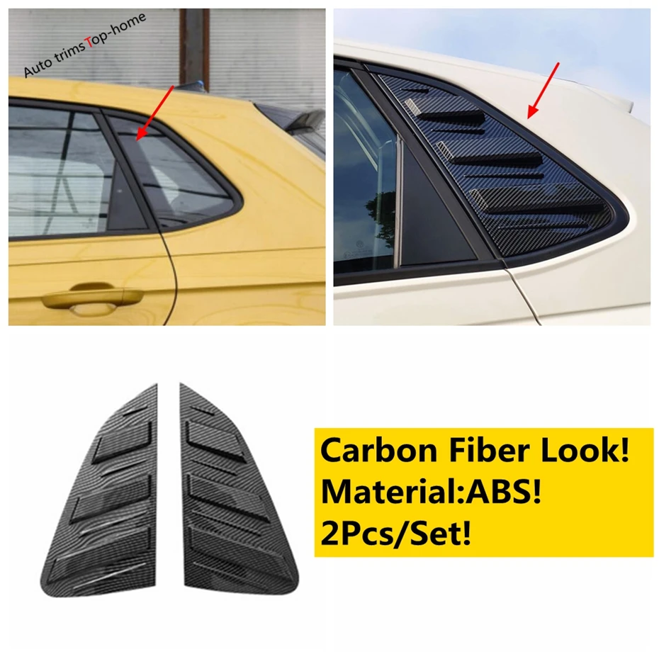 

Rear Window Louvers Shutters Cover Trim 2pcs Carbon Fiber Look / Black Exterior Refit Kit For VW Volkswagen Polo 2019 2020 2021