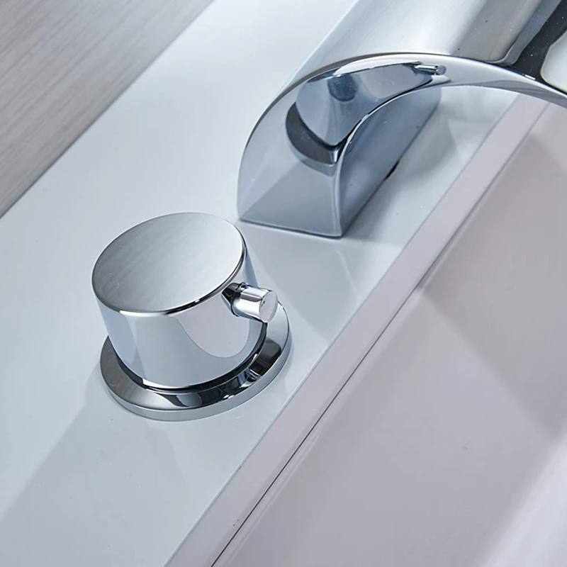 

8-16 Inch Led Waterfall Widespread Bathroom Sink Faucet 2 Handles 3 Holes Chrome Finish Commercial