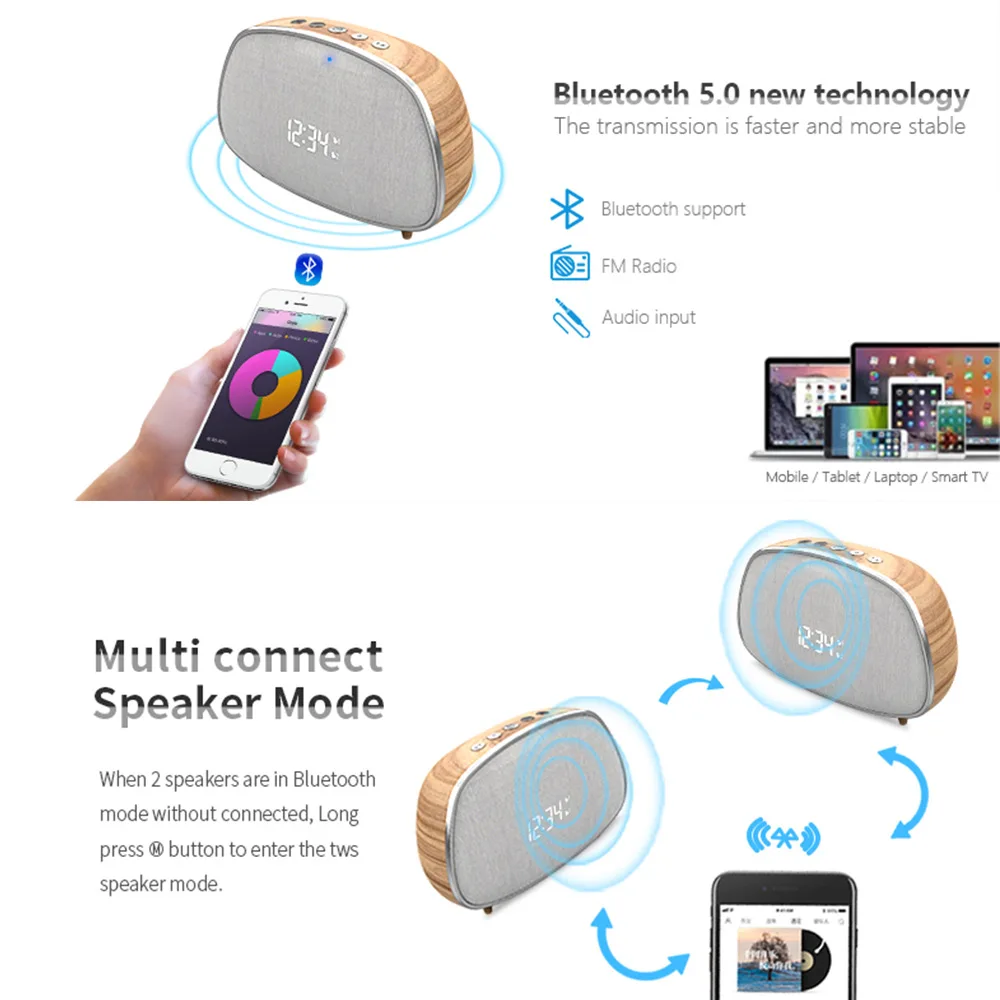 Bluetooth динамик портативный беспроводной громкий классический ретро деревянный