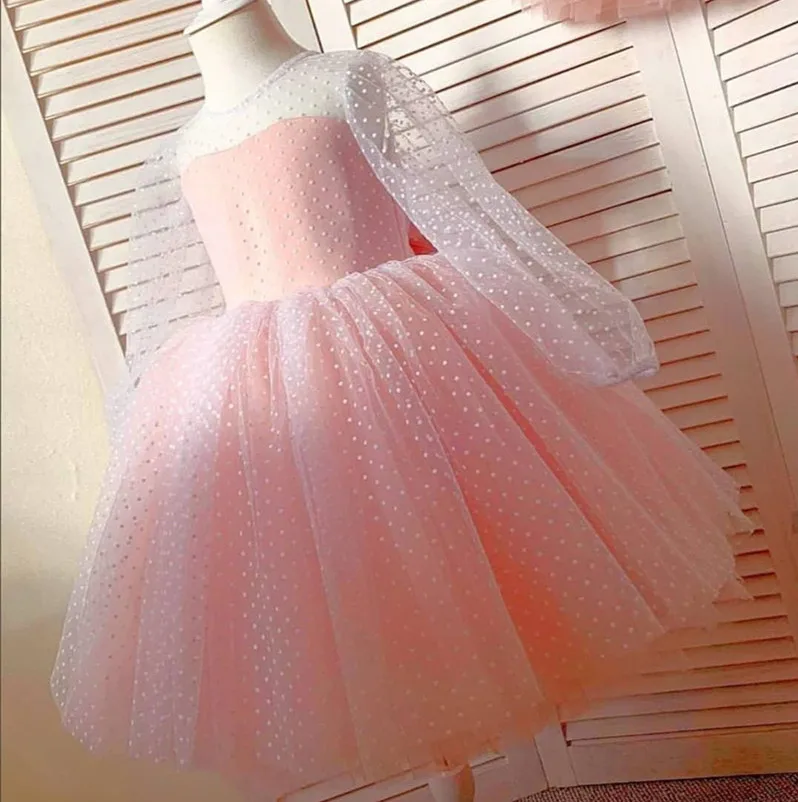 

Платье принцессы на заказ, бальное платье для свадьбы, торжества, дня рождения, с длинным рукавом, с цветами, для девочек