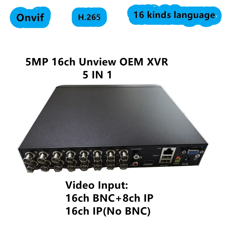 5MP-N 16ch Гибридный DVR NVR XVR1SATA 5 в 1 16Ch XVI/AHD/TVI/CVI/CVBS 8CH IP камера рекордер Onvif Coxial App:Guard Viewer -