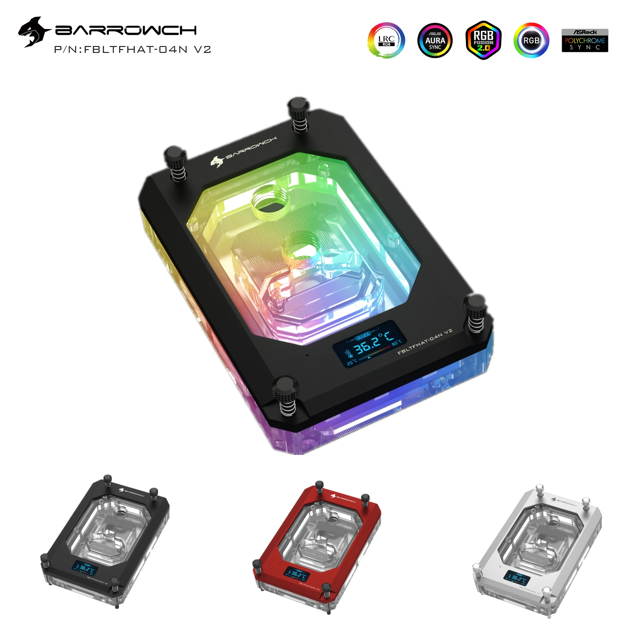 

Цифровой дисплей Barrowch для водяного блока процессора AMD RYZEN THREADRIPPER x399 TRX4 LRC2.0 с поддержкой Mohterboard AURA SYNC FBLTFHAT-04N