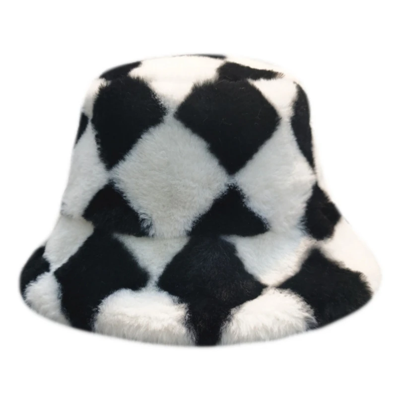 

Модная плюшевая шапка для раковины черно-белая рыбака подходит ко всему для вечеринок G5AE