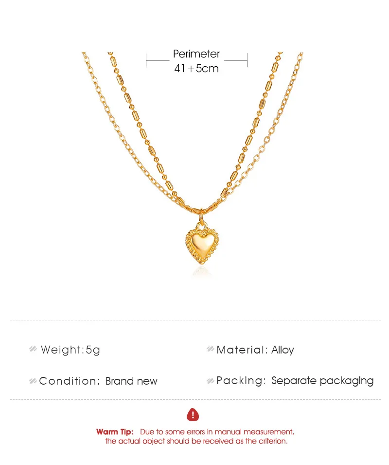 ZYZQ личности двойной Слои сердце по сниженным ценам! Цепи Подвеска колье Женские