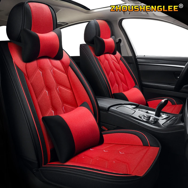 Льняные чехлы на сиденья автомобиля ZHOUSHENGLEE для volkswagen vw passat b5 b6 polo golf tiguan 5 6 7 jetta touran