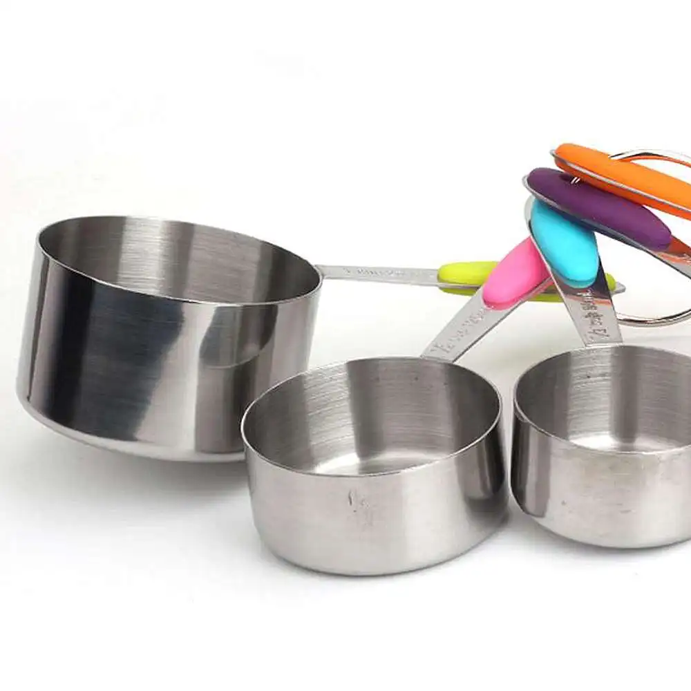 

Silicone Insulated Stainless Steel Five-piece Set Cake Baking Measuring Cup Colorful Measuring Cup Kitchen Tool Set