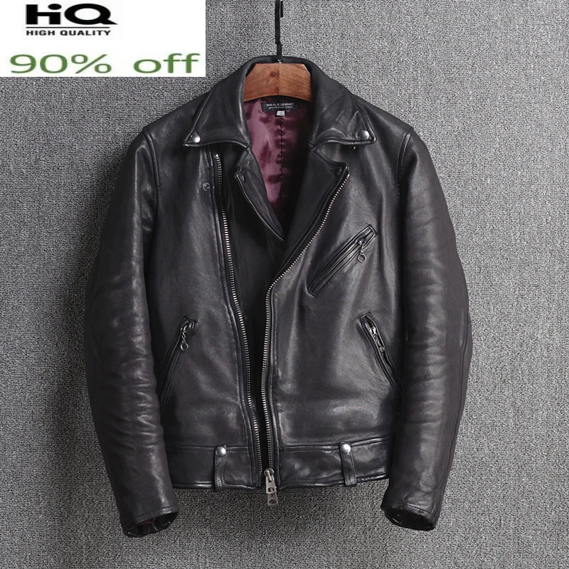 

High Quality Genuine Leather Jacket Men Spring Men's Sheepskin Coat Biker Jackets Fashion 2022 Chaqueta Cuero Hombre Pph4421