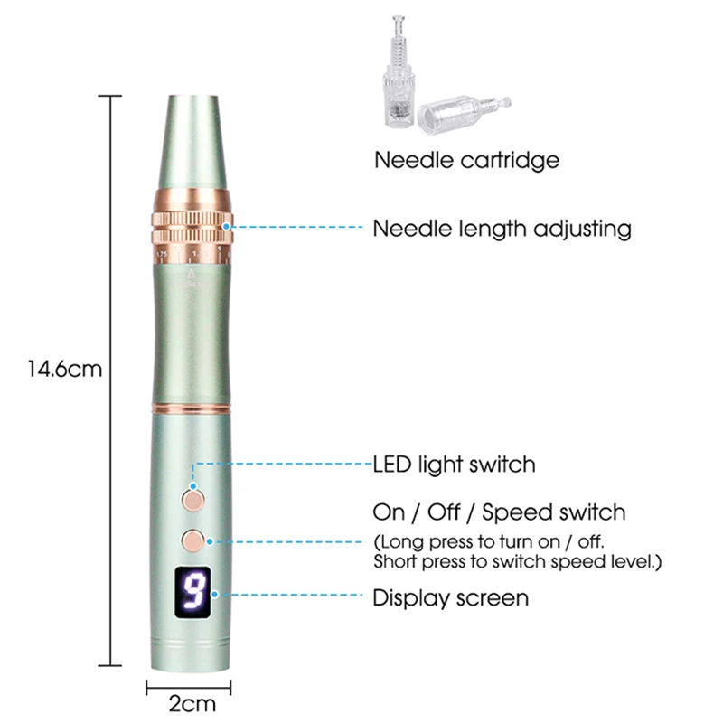 Dr Pen Microneedle Derma ручка 2021 новейший картридж Nanoelectric Micro needling с светодиодный для