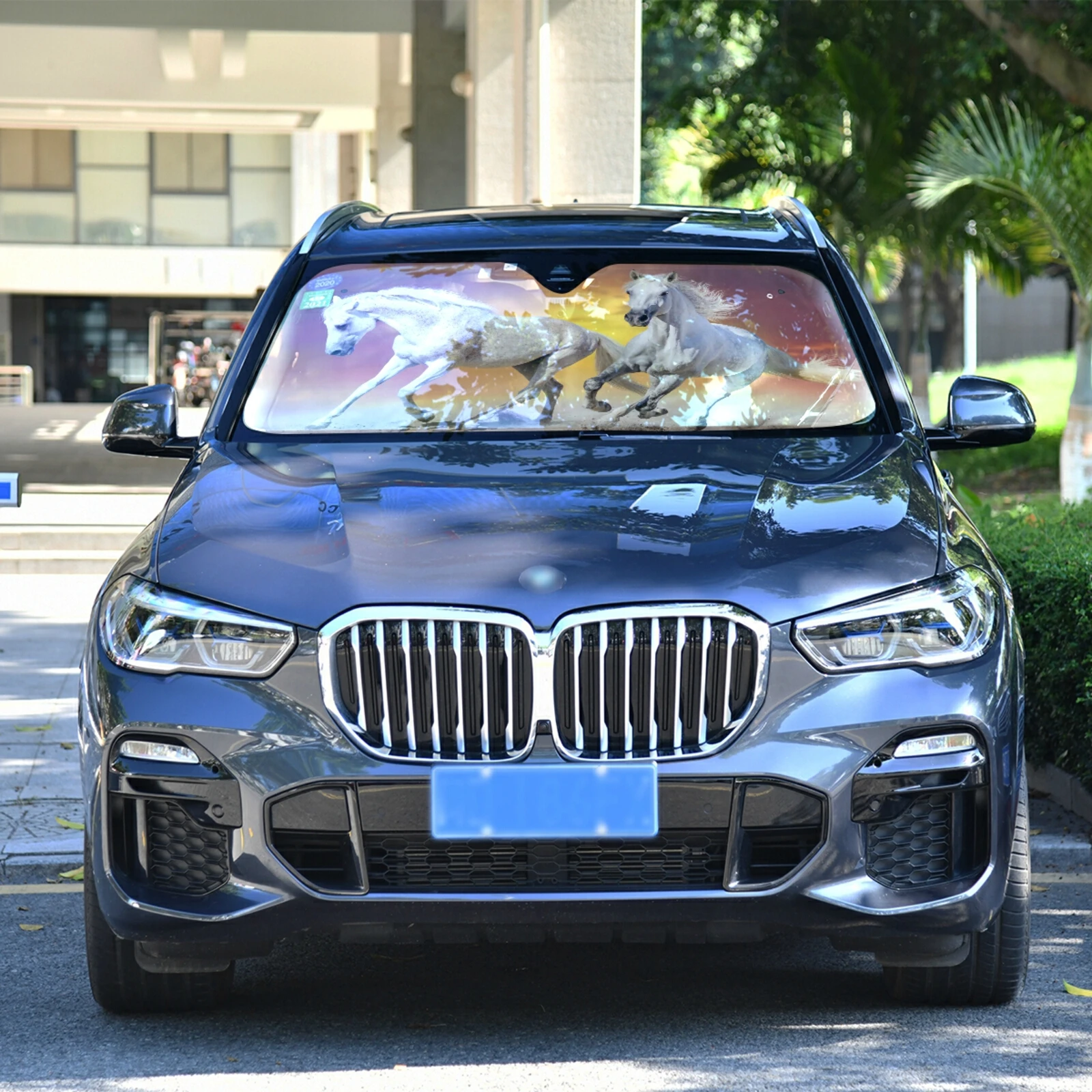 Теплоизоляционный козырек с принтом лошадей автомобильный солнцезащитный чехол