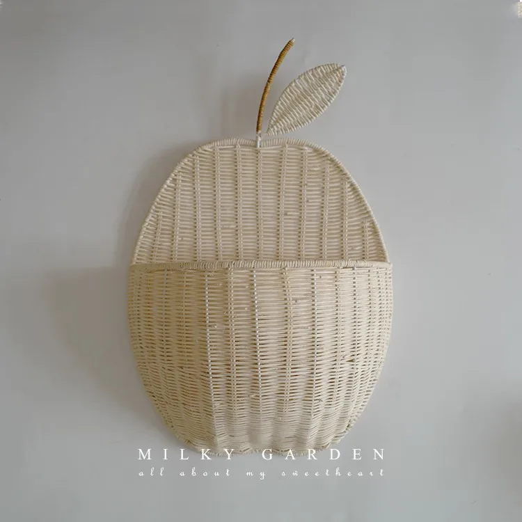 

White/Beige Pear Storage Basket Wicker Woven Baskets Storage for Flower Rattan Wall-mounted Apple Storage Basket Free Shipment