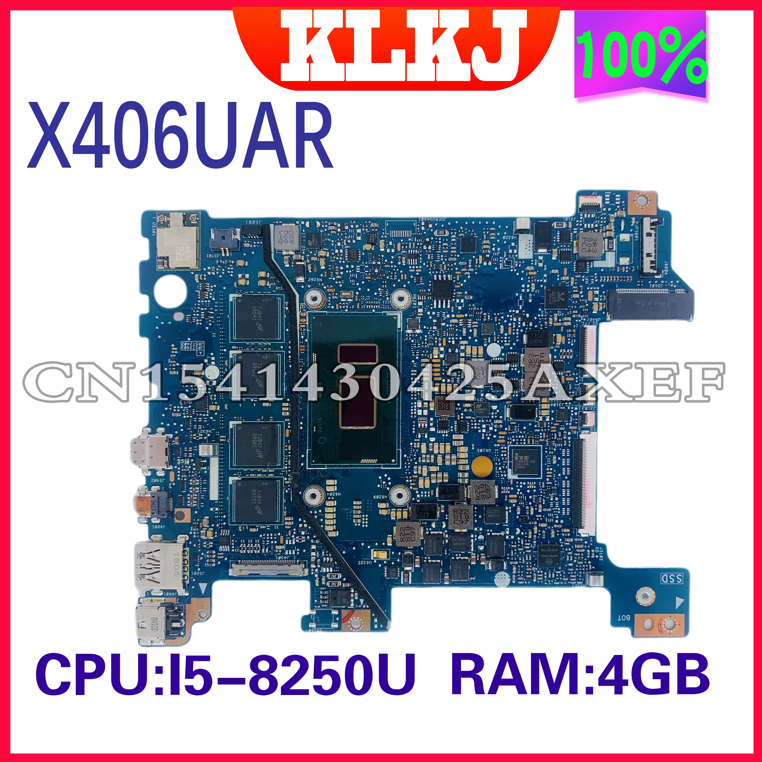 

Dinzi X406UA With I5-8250 CPU 4GB/RAM Motherboard is For ASUS VIVOBOOK S406 S406U V406U X406U X406UAR Laptop Motherboard