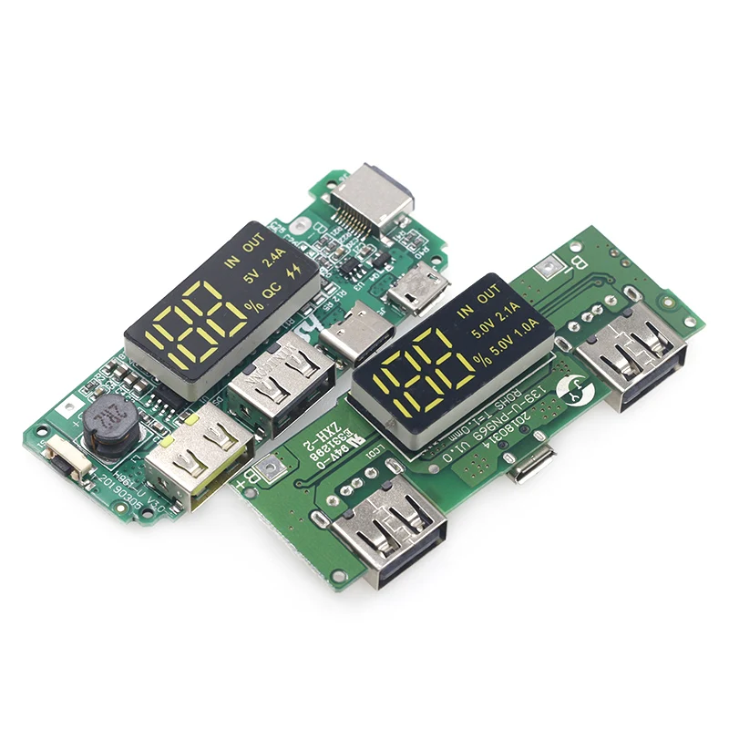 

Lithium Battery Charger Board LED Dual USB 5V 2.4A Micro/Type-C USB Mobile Power Bank 18650 Charging Module Circuit Protection