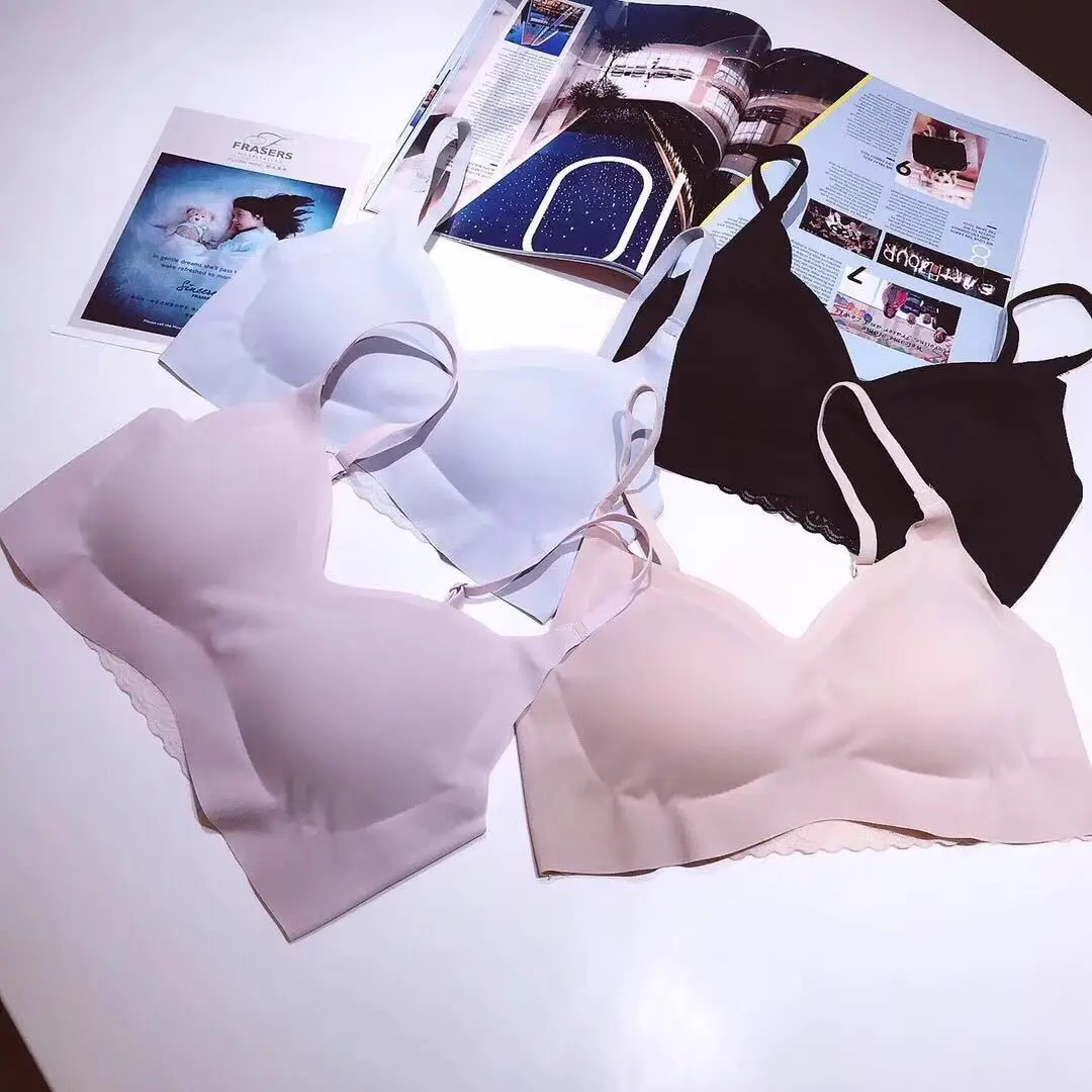 Для женщин бесшовный бюстгальтер с эффектом пуш ап Беспроводной ледяной шелк без